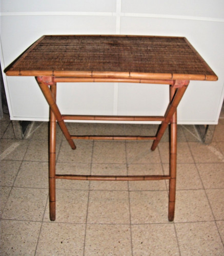 Table bois bambou rotin - table,