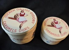 2 ANCIENNES BOITE METAL CARAMELS DURS ISICREM ANDRE GALLIOT D'ISIGNY DN1685