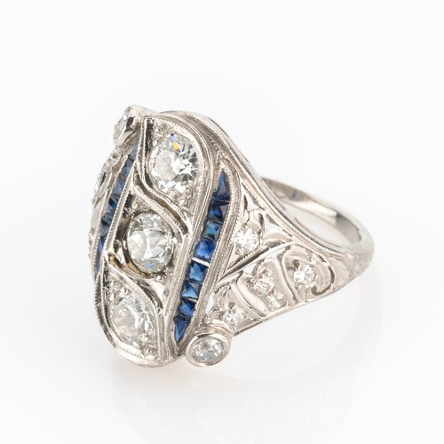 Art deco ring with - ring, (platinum)