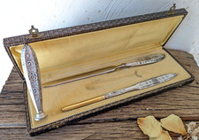 NICE FRENCH WRITING SET BOX PEN HOLDER LETTER OPENER SEAL EARLY XX th. C.