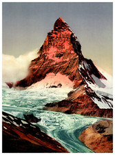 Suisse, Das Matterhorn. vintage print photochromie, vintage photochrome  16x