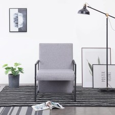 Fauteuil Gris Clair Tissu Bois