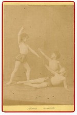 PHOTO CABINET carte album Grange à BAYONNE, 3 enfants cirque Gymnaste danse