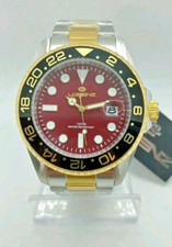 Montre Homme Lorenz Diver Or Acier Dateur Lunette Rotative Cadran Bord