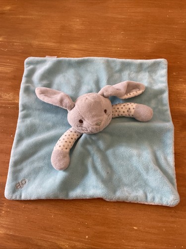 Doudou plat lapin bleu - lapin, gris