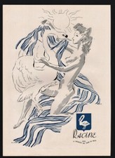 pub 1945 tissu RACINE NICE tissus du soleil dessin SJOBERG femme Cygne