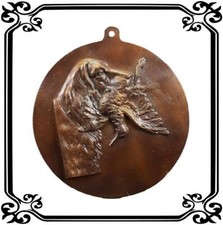 French Antique Hunting Trophy Medallion Dog