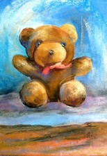 Ours Brun Peluche Nounours Enfance Jouet Enfant Pastel Souvenir Enfance Bleu