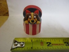 Lenox Disney figurines Lady in box thimble ceramic red dog bow ribbon decoration