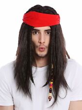 Perruque Hommes Pirate Foulard Dreadlocks Long Fou Brun Foncé