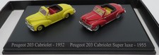 COFFRET ATLAS DUO 2 METAL UH PEUGEOT 203 CABRIOLET 1952+ SUPER LUXE 1955 HO 1/87