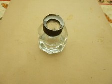 ancien encrier de pupitre d'ecole en verre 