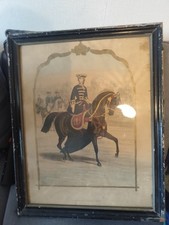 Lithographie gravure ancienne Eugénie Impératrice a cheval