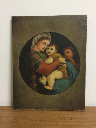 Vierge enfant huile sur - à,