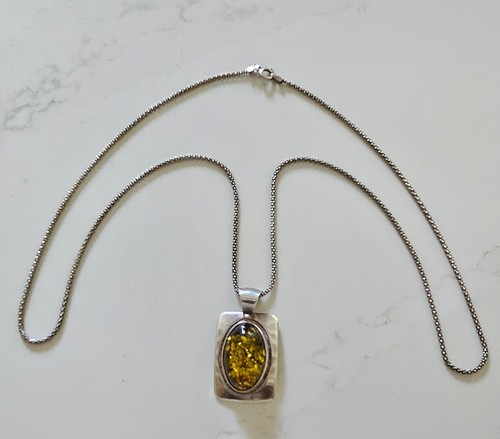 Pendentif ambre chaîne en - ambre,