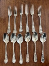 Lot Couverts Ercuis Modèle Louis XV 6 Fourchette 6 Cuillères Métal Argenté