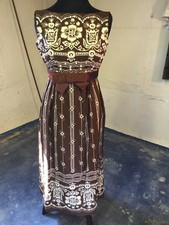 Vintage Magnificent Brown MIDI Dress with Pearls and Embellishments S