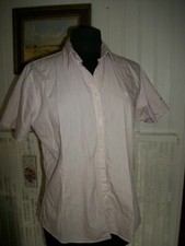 Chemisier coton blanc rayé rouge DONALDSON SHIRTING 42/44 brodé MICKEY DISNEY