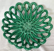 CORBEILLE TRESSEE  VERTE A FRUITS EN CERAMIQUE SIGNEE  VALLAURIS