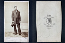 Darnay, Melun, Monsieur en manteau Vintage cdv albumen print Tirage albuminé