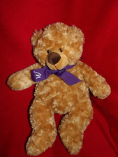 Peluche Doudou Ours Marron Ruban Violet MARIONNAUD 41 cm Neuf