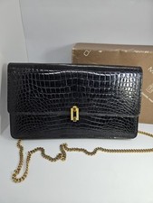 Sac à Main  Pochette Vintage, Cuir Croco noir, MORABITO 1 place Vendome-PARIS