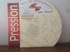 TRES RARE ANCIEN MENU TARIF DES CONSOMMATIONS EN PVC BIERE KRONENBOURG
