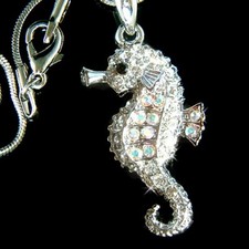Hippocampe ~ Avec Cristal Swarovski Plage Mariage Ocean Marine Breloque Collier