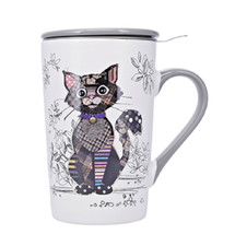 Tisanière en porcelaine chat