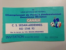 TICKET MATCH CHAMPIONNAT DE FRANCE D.2 ANNEES 90 / CS SEDAN ARDENNES - RED STAR