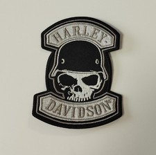 Écusson de moto Harley Davidson thermocollant tête de mort skull 10 x 7 cm /EBVJ