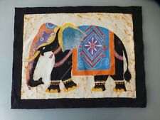 BATIK SRI LANKA CEYLON DECORATED ELEPHANT IN PROCESSION WALL ART DECOR