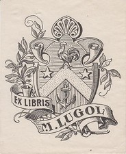 EX-LIBRIS HÉRALDIQUE M. LUGOL, XIXème siècle.