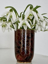 ANCIEN PETIT VASE en bronze et émaux CLOISONNÉS CHINOIS