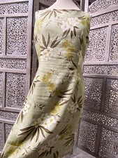 Robe lin 42 imprimée floral kaki blanc AFFINITES Armand THIERRY bohème chic