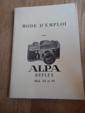 Rare mode d'emploi d'origine en Français  pour Alpa Reflex 9d et9f