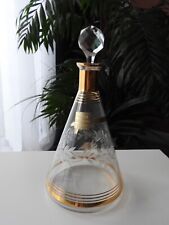 ANCIENNE CARAFE A VIN COGNAC EN CRISTAL GRAVE + OR travaille  à la main GRAVURE