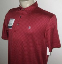 Neuf Izod Golf Hommes Polo Rouge Brique Rayure Manche Courte Lt Grand