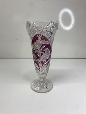 Vase en cristal Hofbauer Elisabethhutte Rouge avec oiseau en bonne état