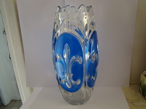 Vase verre bleu et blanc - verre,,
