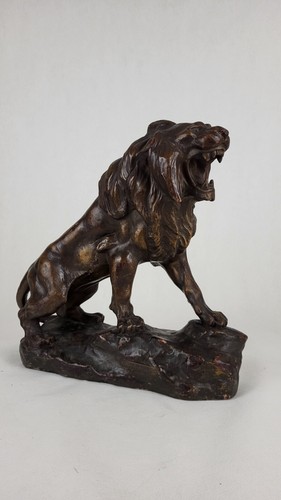 Sculpture terre cuite lion - en,