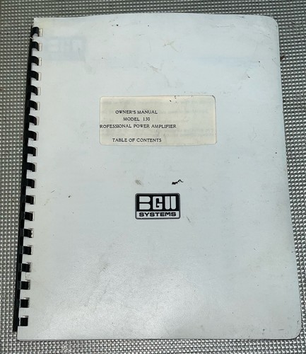 Bgw owner manual - owner's, 150