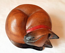 -Figurine chat en bois massif - 14 cm x 8 cm -374 grammes