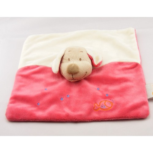 Doudou plat chien blanc - , rouge