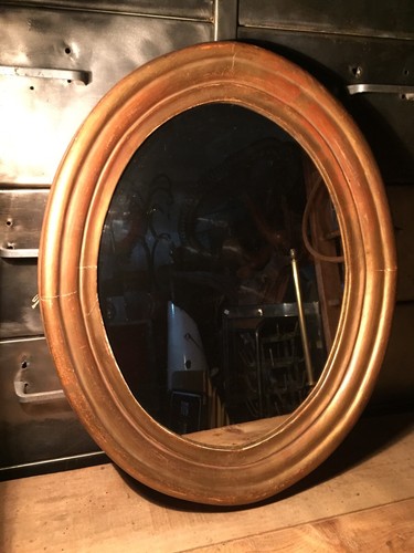 Grand miroir ovale - ancien, bois