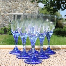 Set de 6 verres à vin pied bleu Bormioli Rocco bouquet vintage.