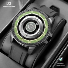 DANIEL GORMAN Magnetic Driven Watch Men Black Waterproof Stainless Steel Beads Q