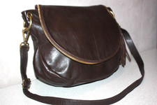 BORSE IN PELLE   Sac Besace Cuir Marron Rabat BE