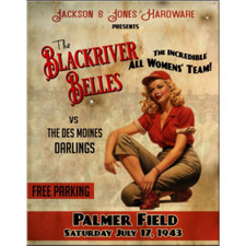 PLAQUE METAL  PIN UP BLACKRIVER BELLES  -DECO USA / VINTAGE - 40X32 CM