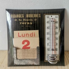 Ancien Thermomètre Calendrier Publicitaire Vidanges Modernes Tours / Réf A401